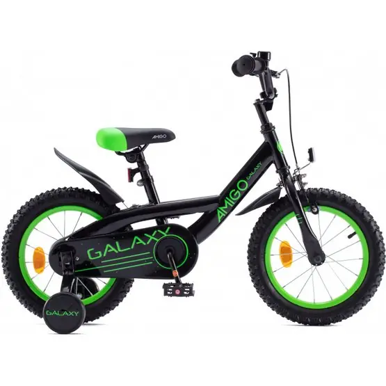 Outlet Amigo - Barncykel - Galaxy 12 Inch 20 Cm Fotbroms Svart/Grön