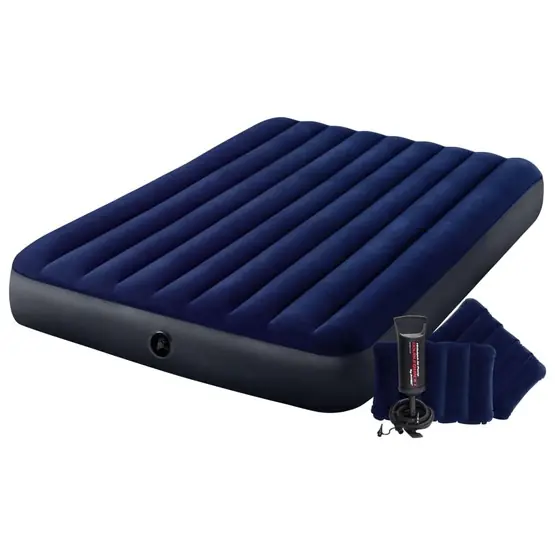 Rabatt Intex Uppblåsbar Luftmadrass Med Pump Dura-Beam 152X203X25 Cm Blå