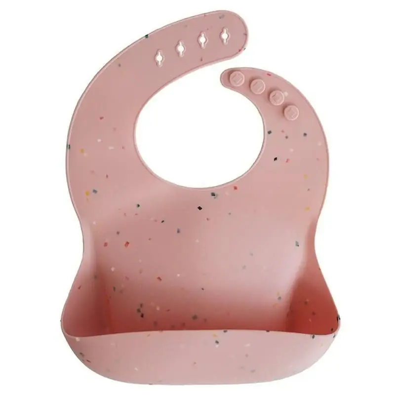 Mushie Silicone bib Powder Pink Confetti prisnedsättning