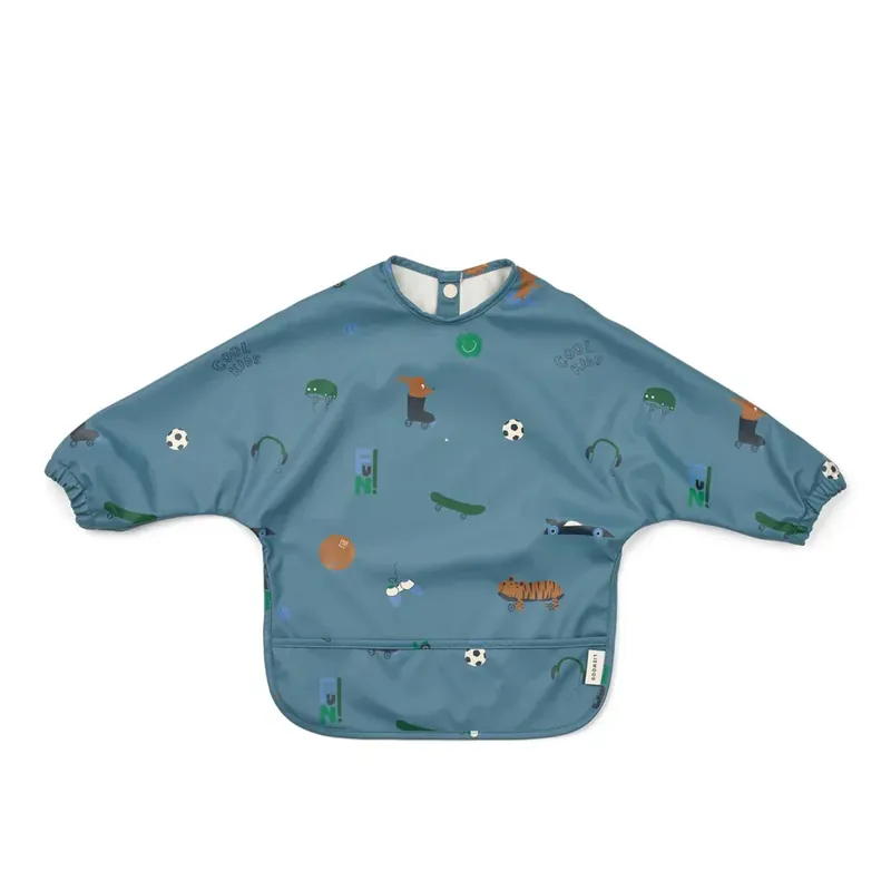Lågt pris Liewood haklapp med volang och ärmar Merle Fun / Beach blue