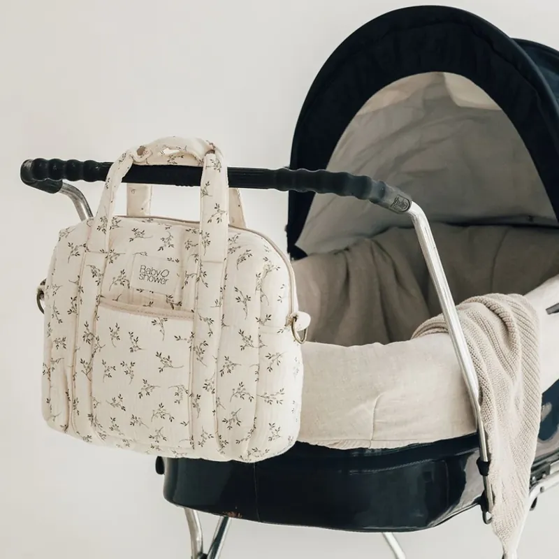 Babyshower Barnvagnsväska liten camila olive bloom Snabb leverans