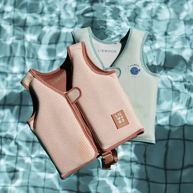 Endast denna vecka Liewood flytväst Dove Seersucker Y/D stripe Pale tuscany / Creme de la creme
