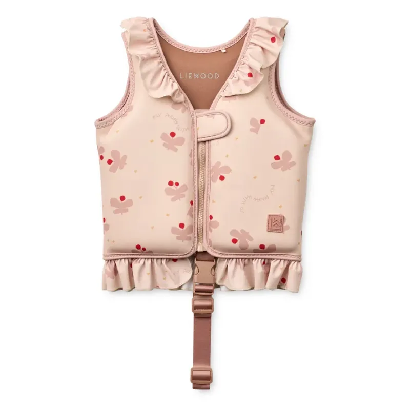Kundfavorit Liewood babyflytväst med volang Dove Butterfly / Apple Blossom