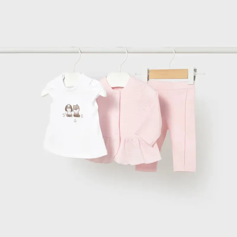 Mayoral 3-delat flickset med jacka, leggings och tröja Babyrosa Billigare