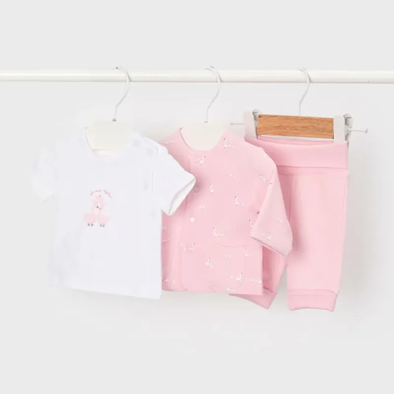 Mayoral baby 3-delat träningsoverallset med sweatshirt, byxor och T-shirt Baby Pink Kampanj
