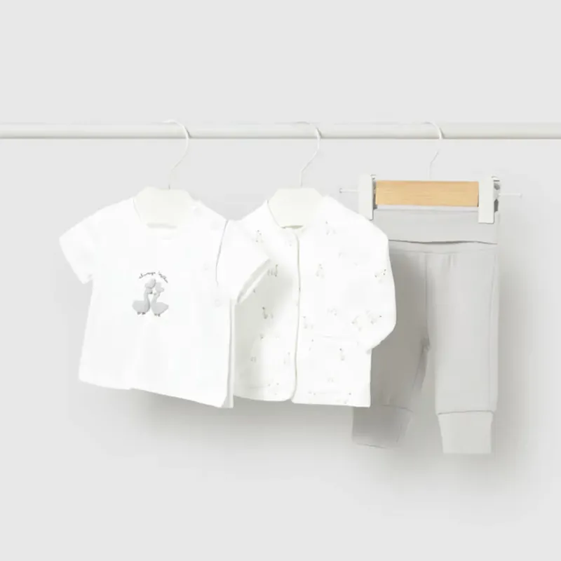 Kundfavorit Mayoral baby 3-delat sweatshirt-set med sweatshirt, byxor och silverfärgad tröja