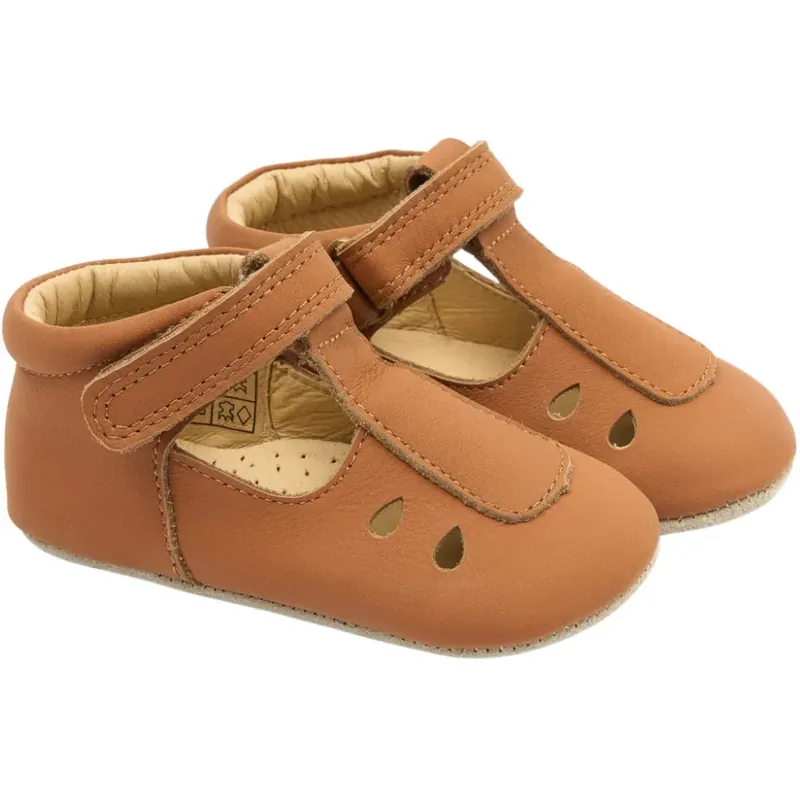POM POM Baby läderballerinor Nybörjare T-Bar Camel I lager