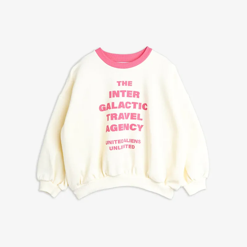 Mini Rodini Sweatshirt för flickor Resebyrå kontrast Off-white Begränsad tid