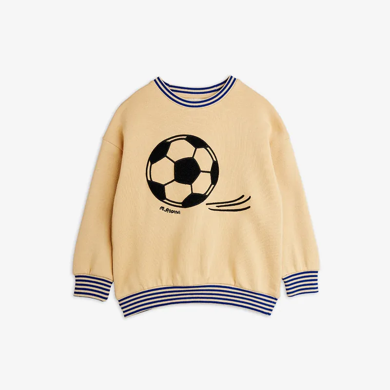 Rabatt Mini Rodini Sweatshirt för barn Fotboll chenille Beige