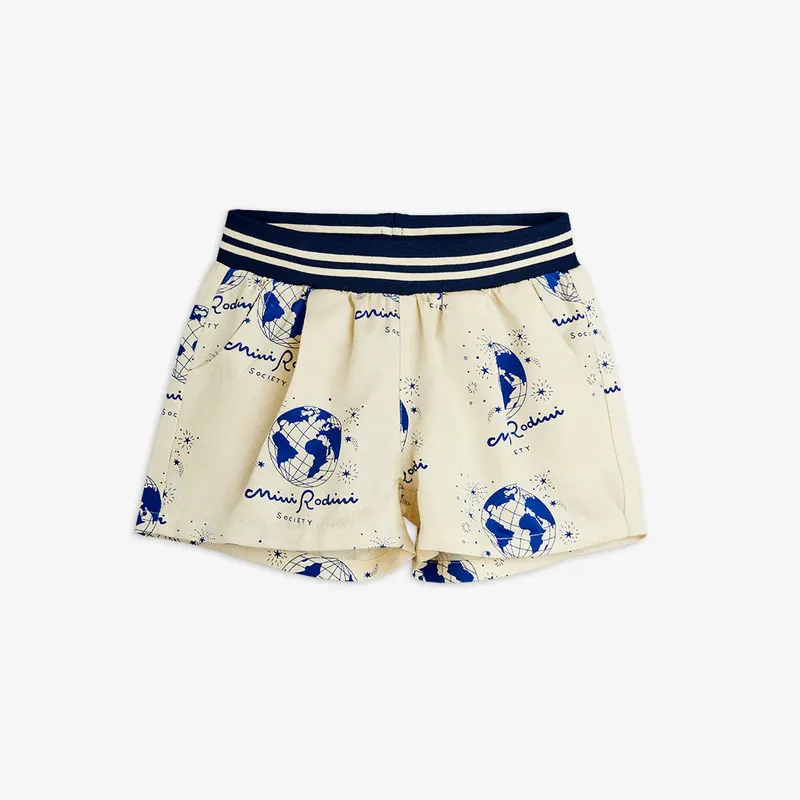 Mini Rodini Barnshorts för pojke vävd Society Vit Trygg betalning