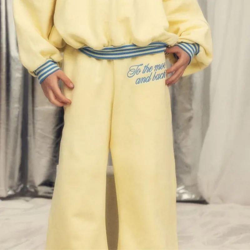 Mini Rodini Byxor för flickor Bell bottoms Till månen Gul Erbjudandepris