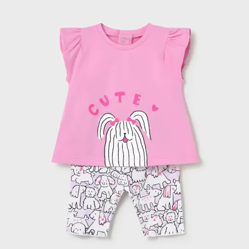 Mayoral 2-delat babyset med T-shirt och bubbelgumsleggings Rabatt
