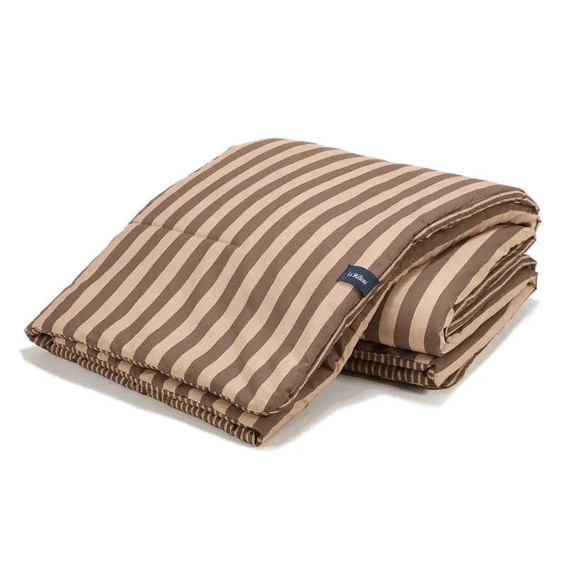 Nedsatt pris La Millou bomull babyquilt ränder brun XL