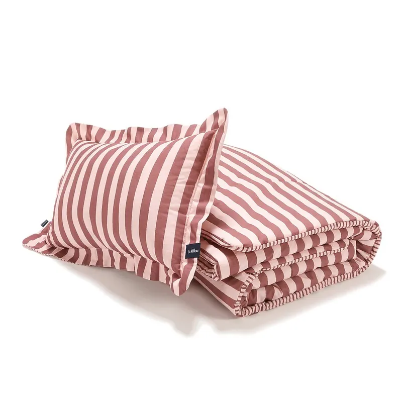 La Millou bomullssängkläder set XL ränder rosa Lågt pris