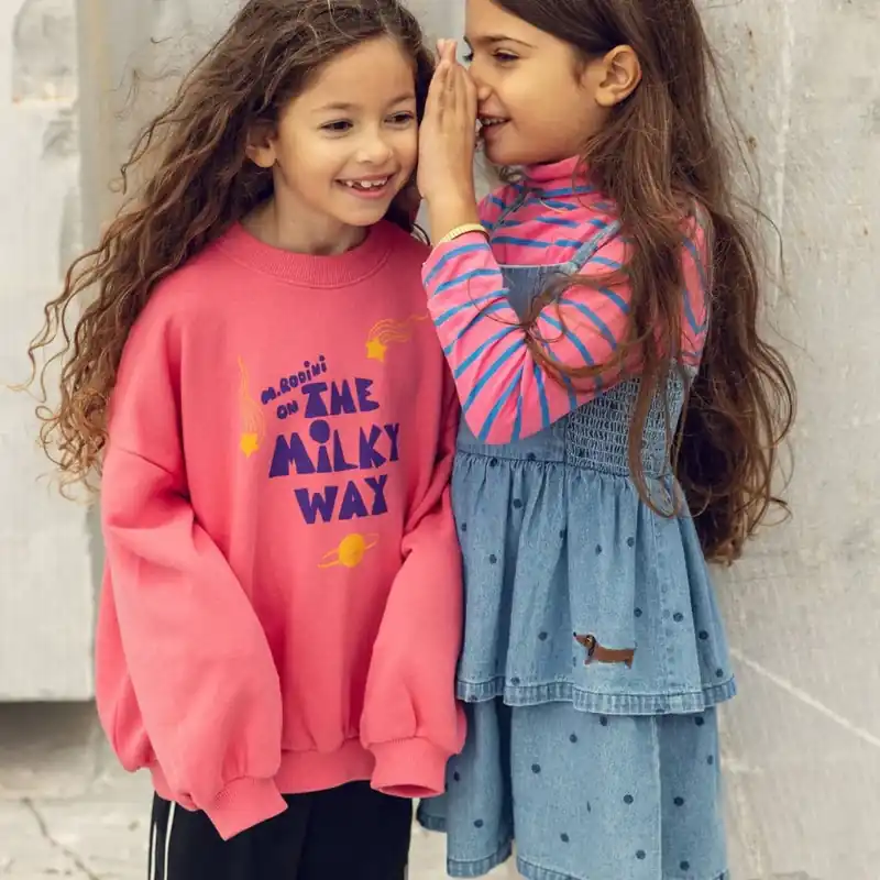 Endast denna vecka Mini Rodini sweatshirt för flickor The Milky Way Pink