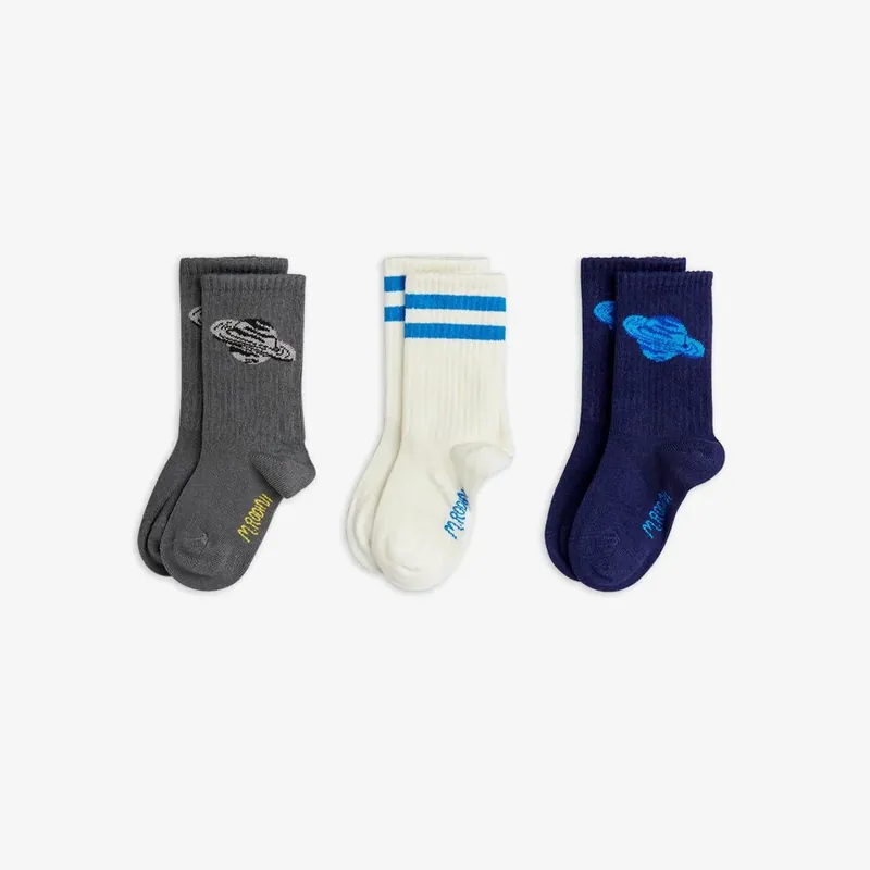 Lägg i varukorgen Mini Rodini Planet Multi 3-pack barnstrumpor