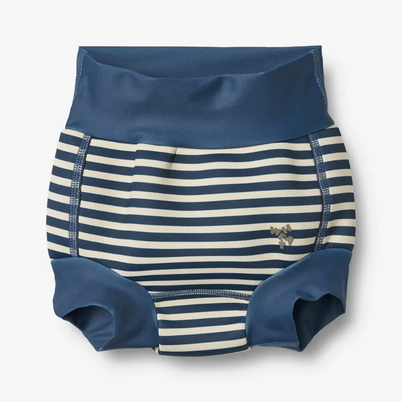 Outlet Wheat Badshorts för barn ankare blå randig
