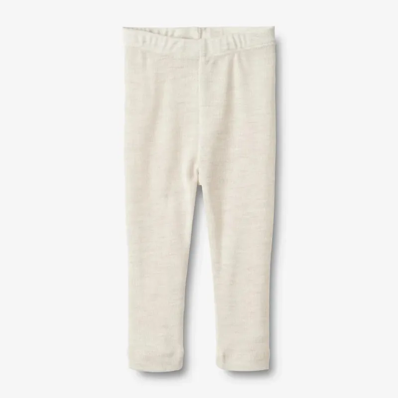 Wheat Leggings för barn av ull Agi eggshell melange Nedsatt pris