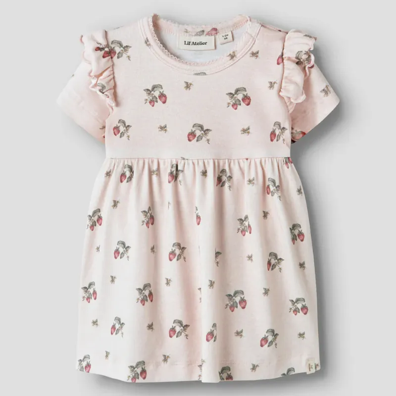 Säker betalning Lil‘ Atelier klänning med body "Morganite Strawberry" NBFGAYO