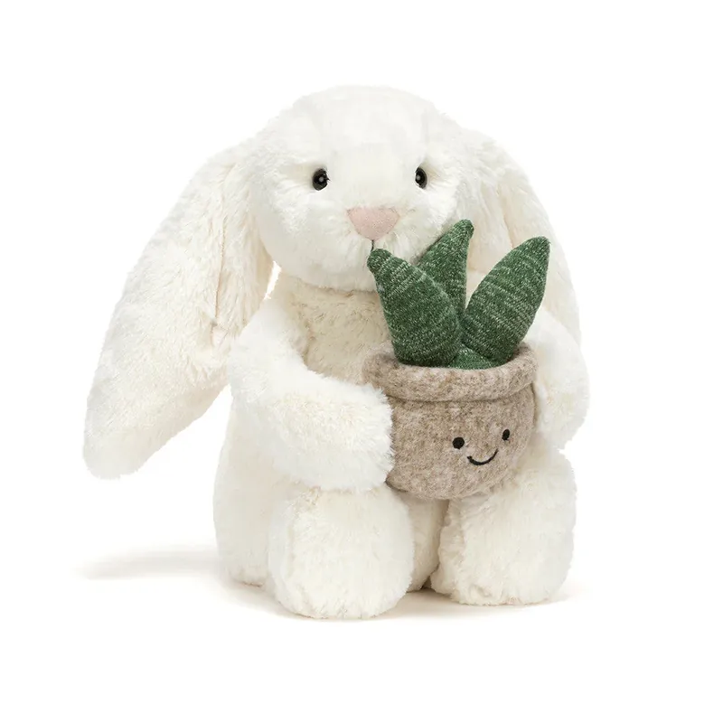 Jellycat gosedjur krämfärgad kanin med aloe i blomkruka, 31 cm Endast idag