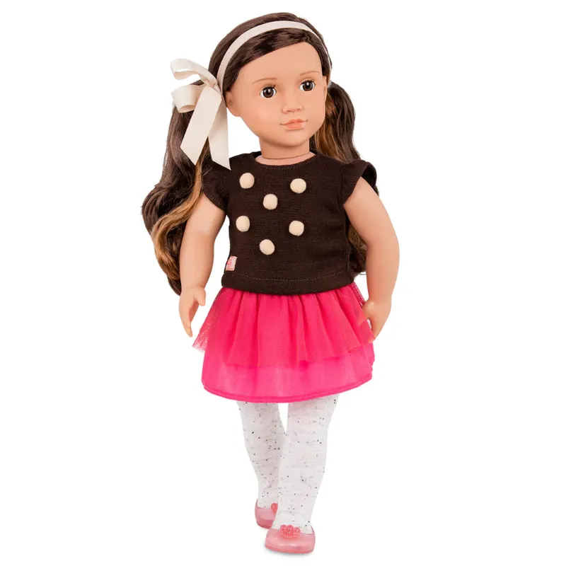 Endast idag Our Generation docka Avia, brunett, med blus med pompoms, 46 cm