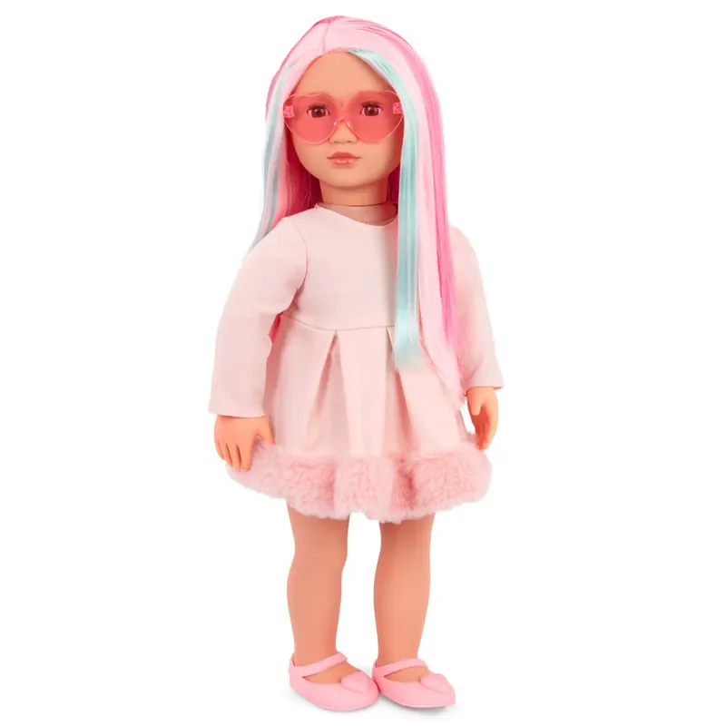 Säker betalning Our Generation docka rosa med rakt hår och slingor - rosa, 46 cm