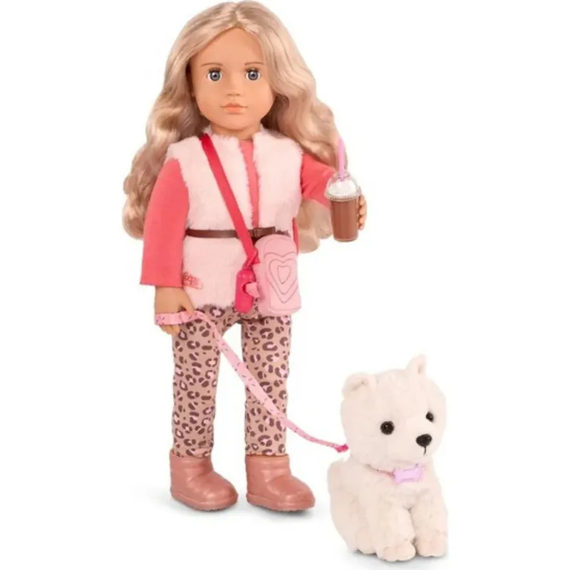 Our Generation docka Kinsley med hunden Kenzi i koppel, 46 cm I lager