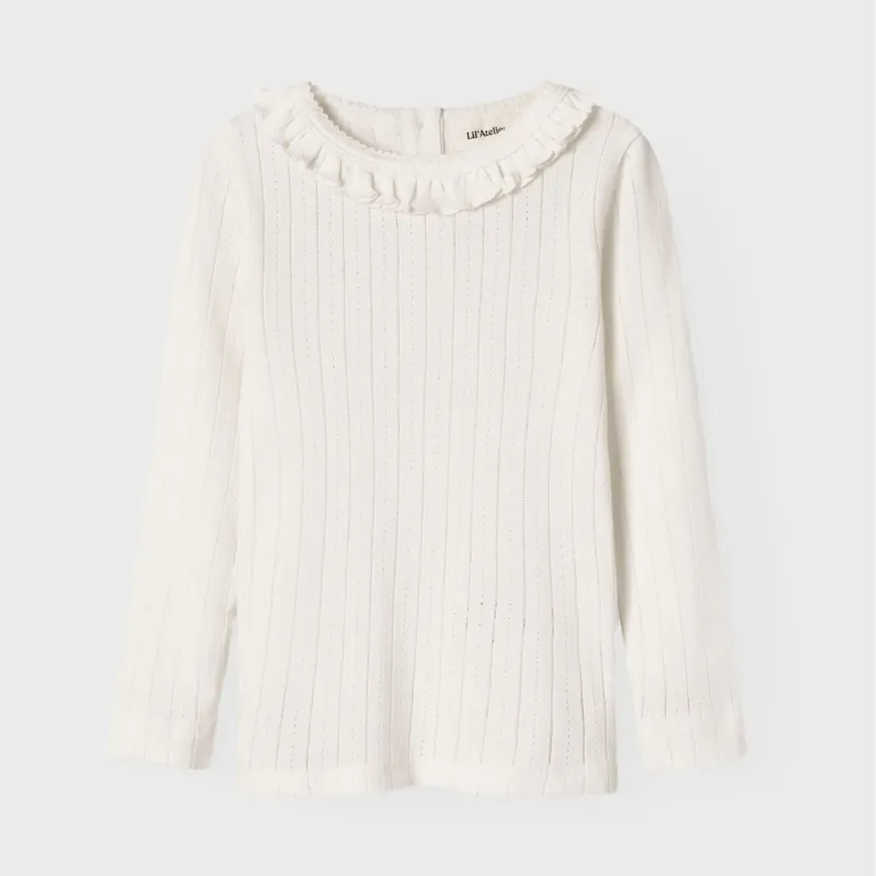 Populär Lil‘ Atelier Långärmad t-shirt för flicka NMFRACHEL, Coconut Milk