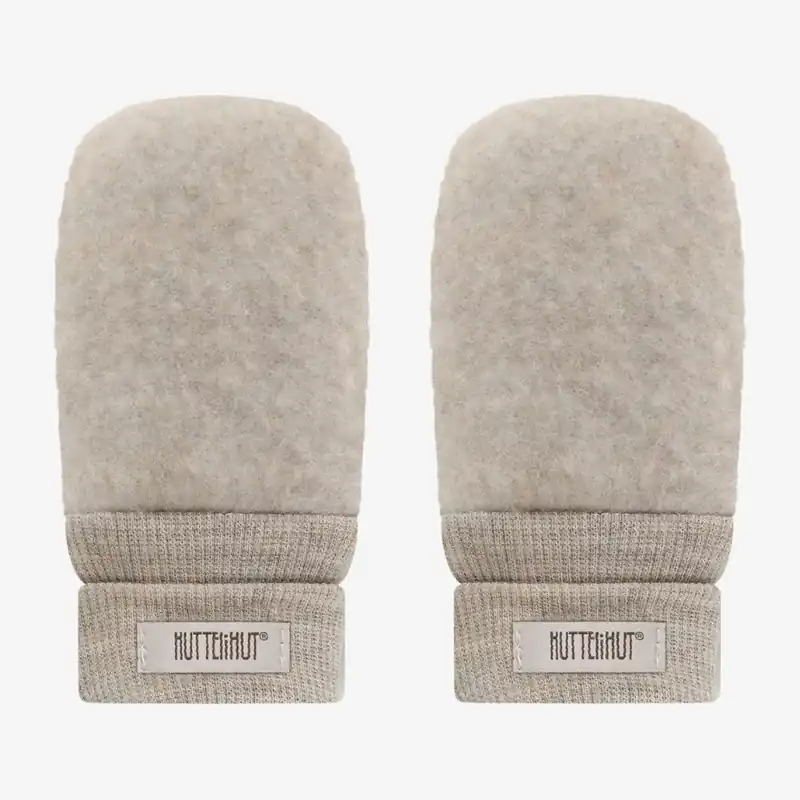 Endast idag Huttelihut Babyluffar i ullfleece Camel Melange