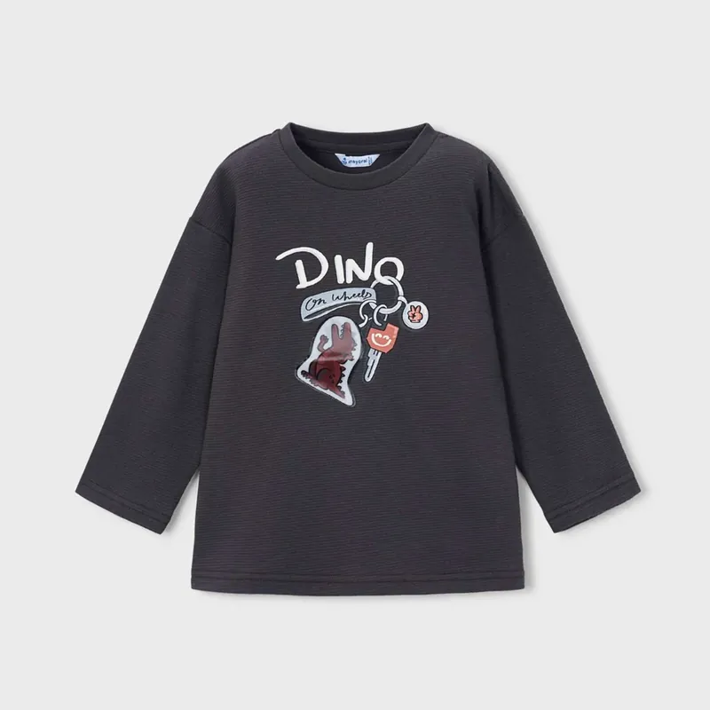 Mayoral Långärmad t-shirt för pojkar interaktiv Dinosaurie Mörkgrå Begränsat antal