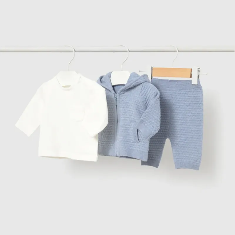 Mayoral Babyset med sweatshirt, långärmad t-shirt och pyjamas Blå Lågt pris