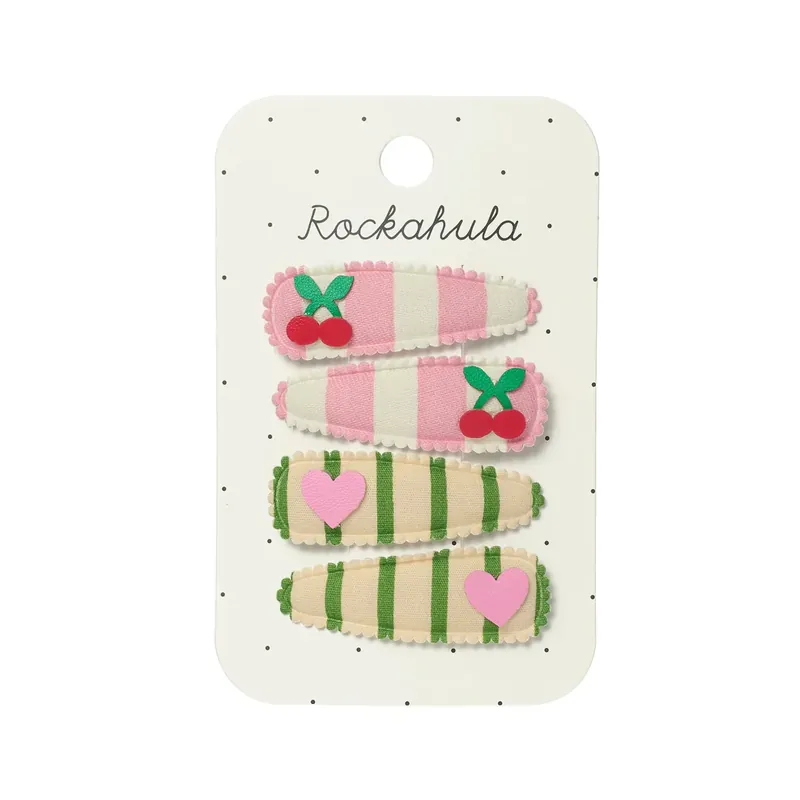 Rockahula Hårprydnader Hårspännen Cherry Kiss Fabric 4-pack Rabatt