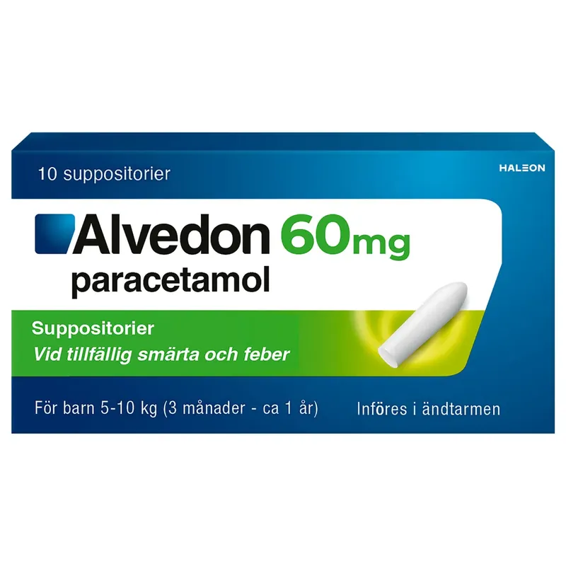 Alvedon, suppositorium 60 mg, 10 styck Nyhet