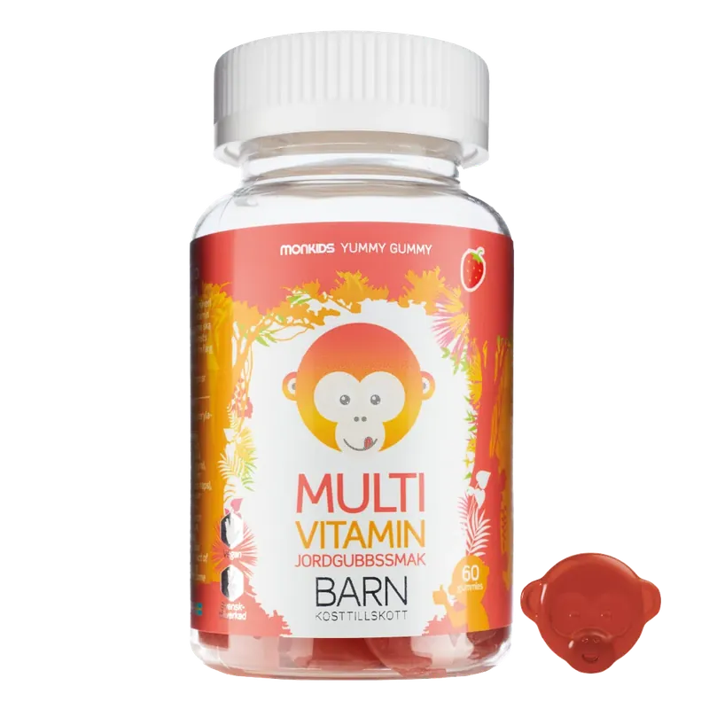 Rabatter Monkids Multivitamin Jordgubb Barn, 60st