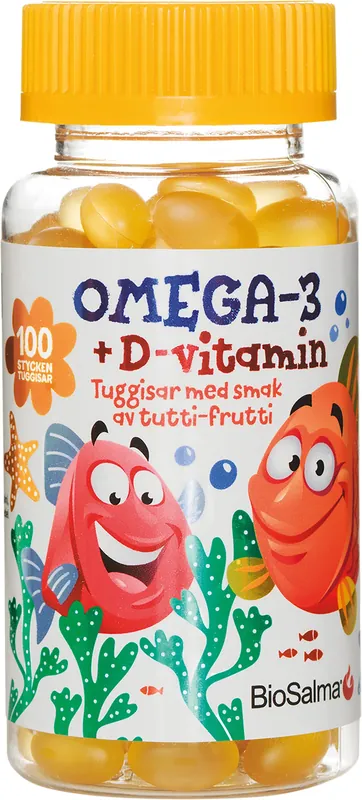 Biosalma Omega3 + D-vitamin frukt-tuggis, 100 st Utförsäljning