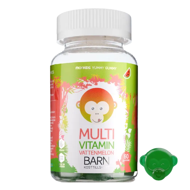 Populärt val Monkids Multivitamin Barn Vattenmelon, 60 st