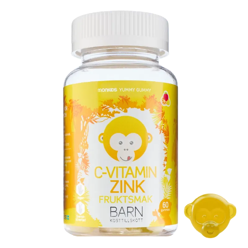 Kampanj Monkids C-vitamin + Zink Fruktsmak, 60 st