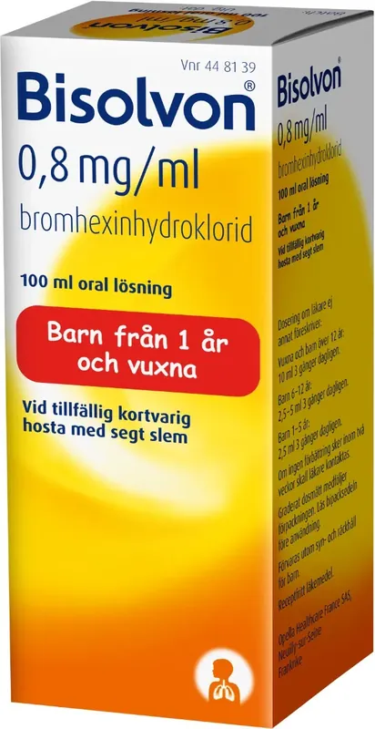 Bisolvon, oral lösning 0,8 mg/ml, 100 milliliter Beställ nu