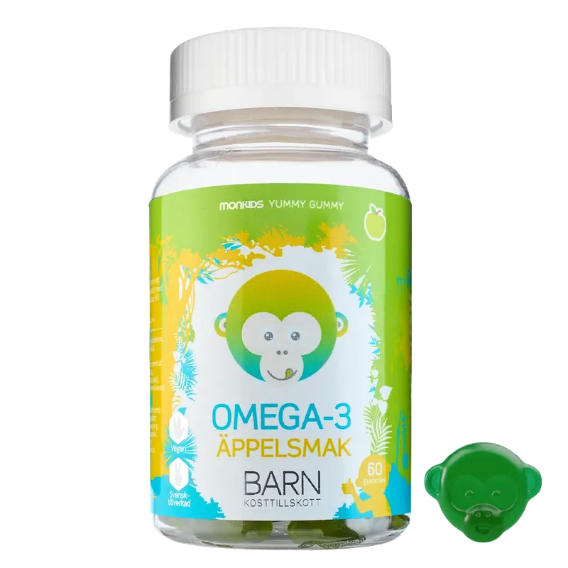 Premium Monkids Omega-3 Barn Äpple, 60 st