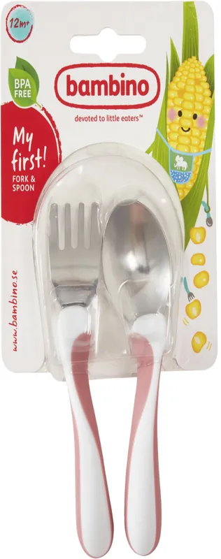 Endast idag Bambino My first! Fork & Spoon cerise, 1 st