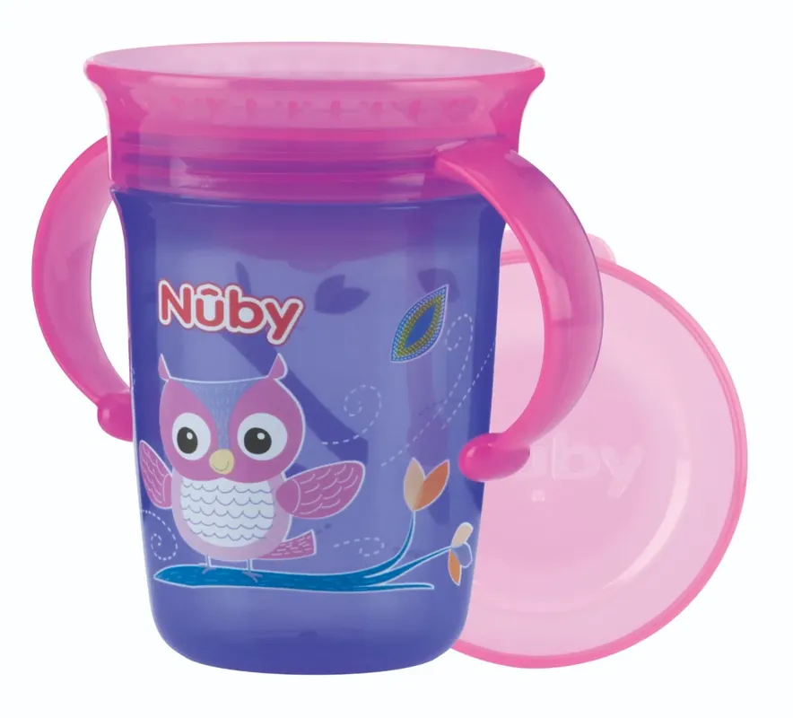 Lågt pris Nuby Träningsmugg med handtag 360¢ wonder cup 240ml Purple Owl, 1 st