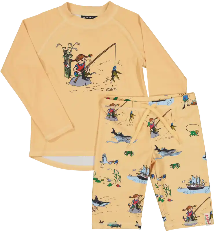 Geggamoja Pippi Långstrump UV-Set Gul 98/104, 1 st Erbjudandepris