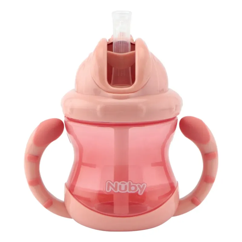 Nuby Mugg m handtag o sugrör flip it cup 240 ml Rosa, 1 st Köp nu