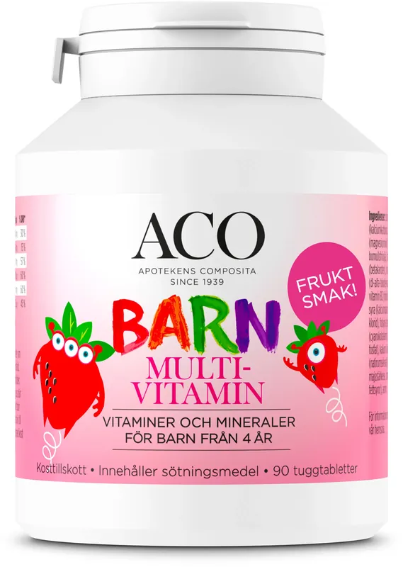 Begränsad tid ACO Barn Multivitamin Tuggtablett Frukt, 90 st