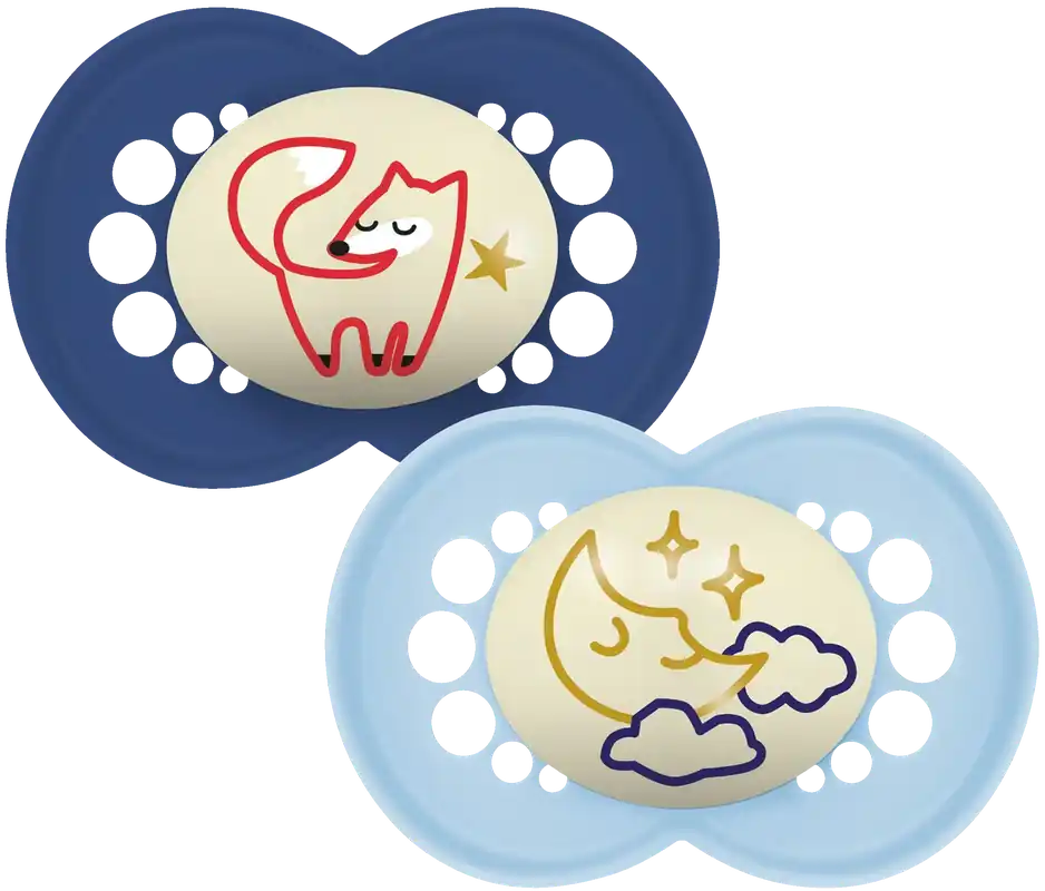 MAM Original Night 6-16m Silicone BLUE, 2 pack Snabb leverans