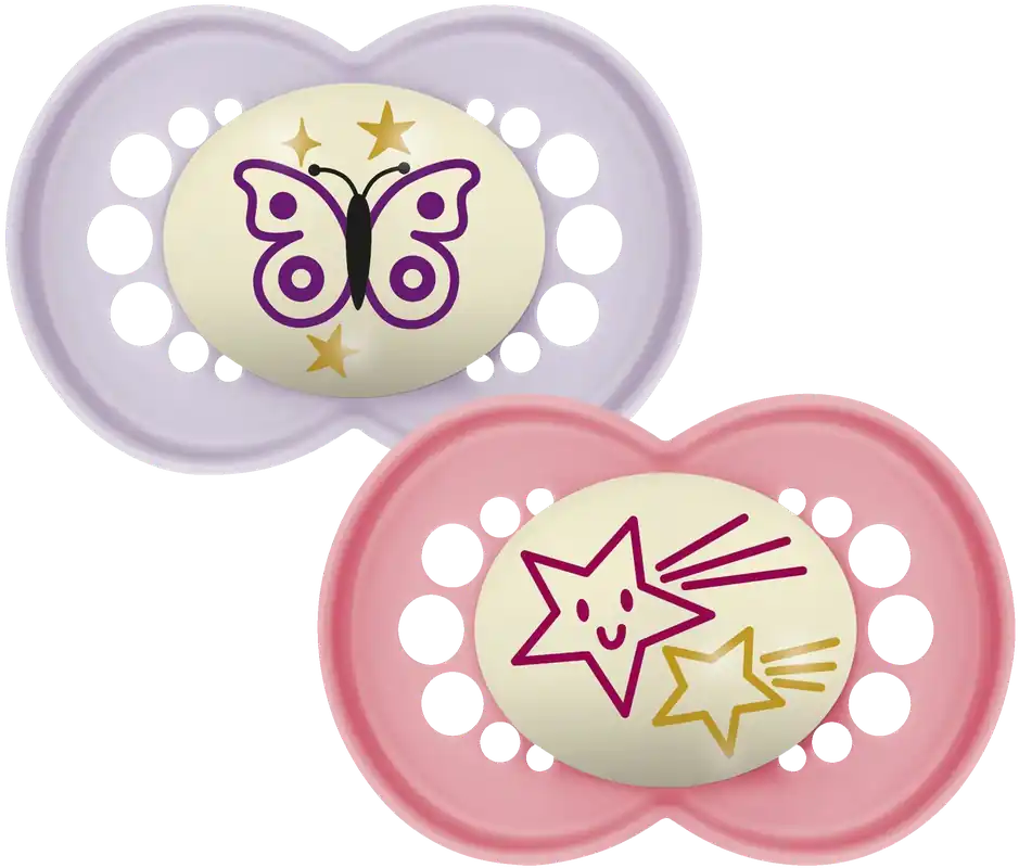 MAM Original Night 6-16m Silicone PINK, 2 pack Nedsatt pris