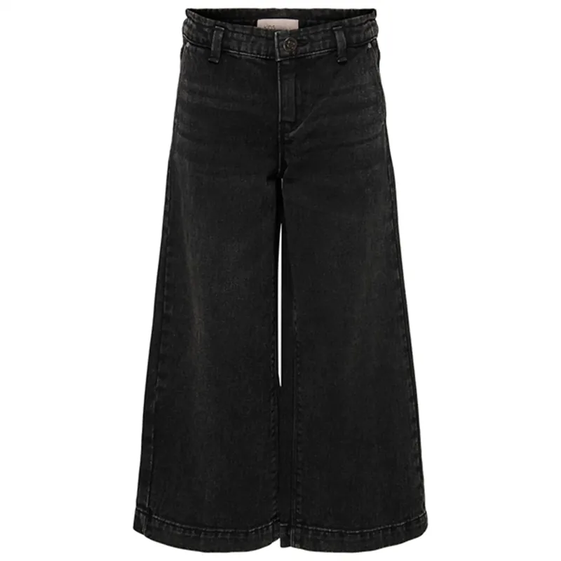 Köp online Kids ONLY Washed Black Comet Wide Denim Jeans Noos