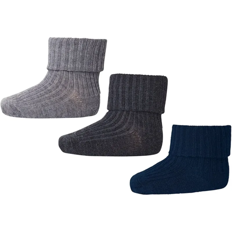 Billigare MP 59043 Ull Rib Bebis Strumpor 3-pack Grey Melange