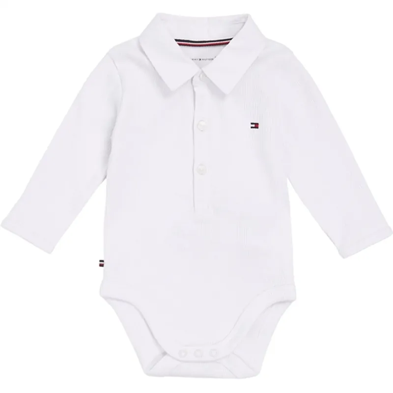 Tommy Hilfiger Bebis Rib Collar Body White Fynd