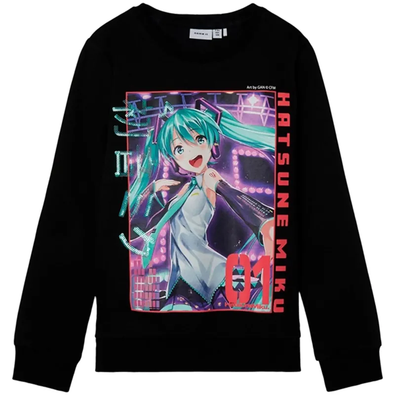 Snabb frakt Name it Black Jolin Hatsunemiku Sweatshirt